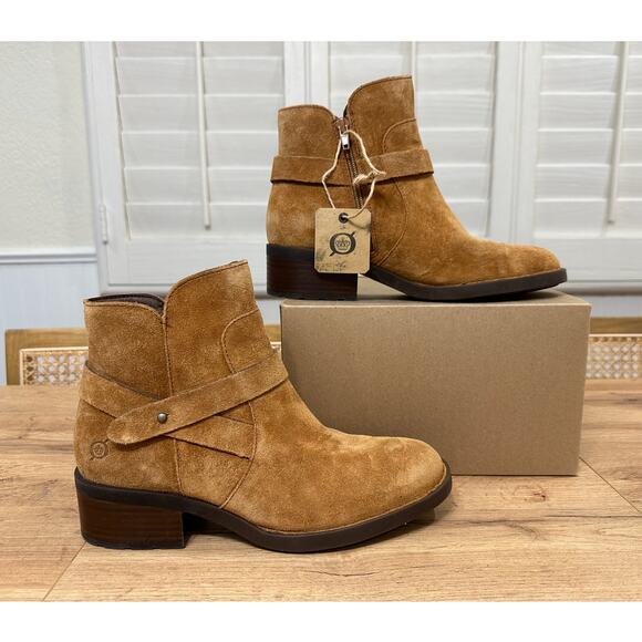 Born Women's Tori Boots Tan Camel Suede Size 8 NWOB Wraparound Straps Comfy - Picture 2 of 13